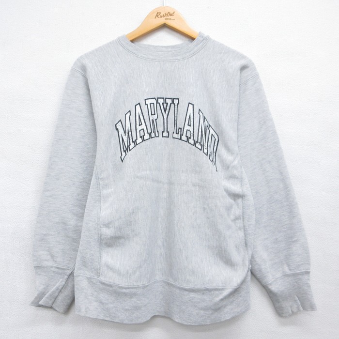 チャンピオン 80s リバースウィーブ長袖 Maryland ホワイト メンズM相当 | 古着