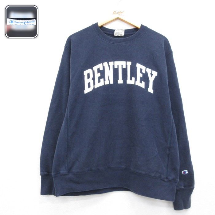 チャンピオン リバースウィーブ長袖スウェット Bentley ネイビー メンズL相当 | 古着
