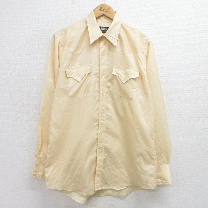 70s ウエスタンシャツ 総柄 イエロー M | 古着
