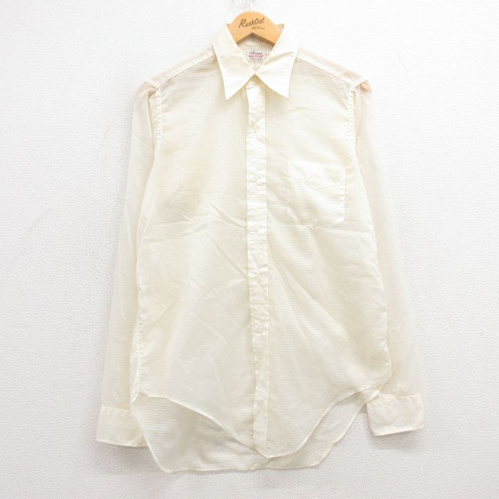 M★古着 長袖 シャツ メンズ 70年代 70s 生成り 25feb21 中古 トップス
