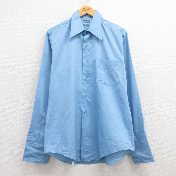 M★古着 バンヒューセン 長袖 シャツ メンズ 70年代 70s 薄紺 ネイビー 25feb21 中古 トップス
