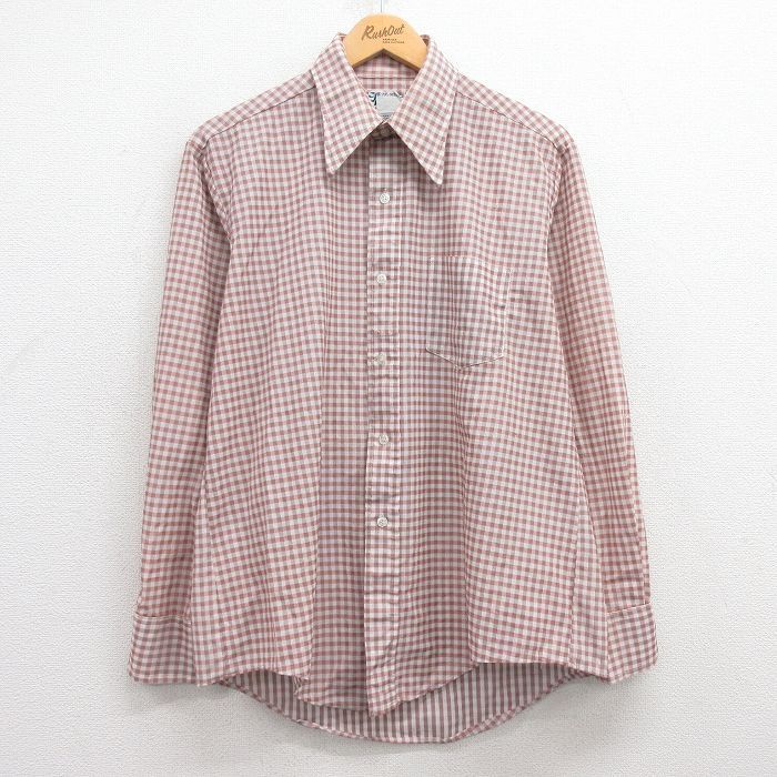 L★古着 長袖 シャツ メンズ 70年代 70s 赤系他 レッド チェック 25feb27 中古 トップス
