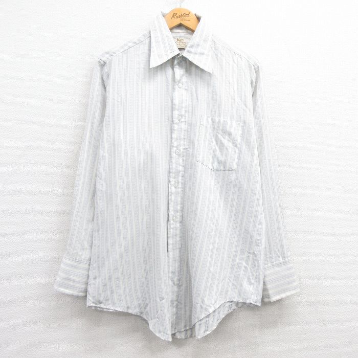 L★古着 アロー 長袖 シャツ メンズ 70年代 70s USA製 白他 ホワイト ストライプ 25feb27 中古 トップス