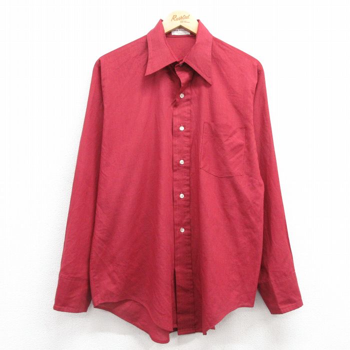 L★古着 バンヒューセン 長袖 シャツ メンズ 70年代 70s エンジ 25feb27 中古 トップス