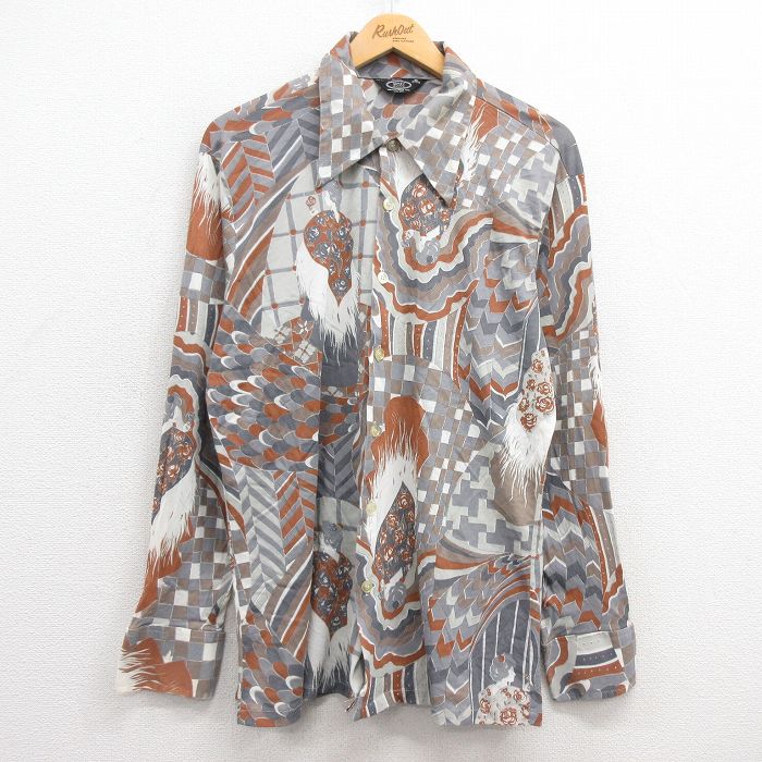 L★古着 長袖 シャツ メンズ 70年代 70s 女性 グレー他 【spe】 25feb27 中古 トップス