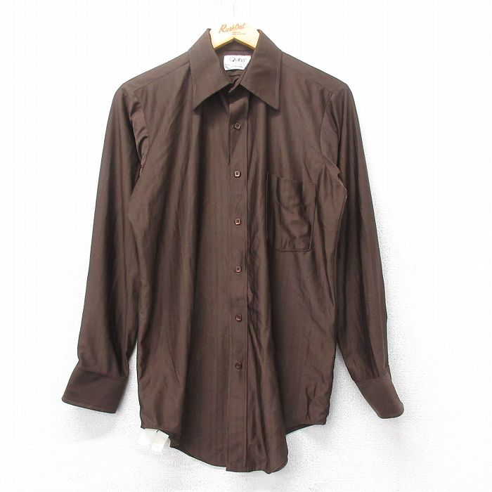 M★古着 JCペニー 長袖 シャツ メンズ 70年代 70s こげ茶 ブラウン 25feb27 中古 トップス