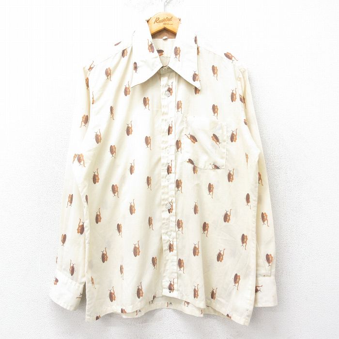 L★古着 長袖 シャツ メンズ 70年代 薄黄他 イエロー 25apr01 中古 トップス
