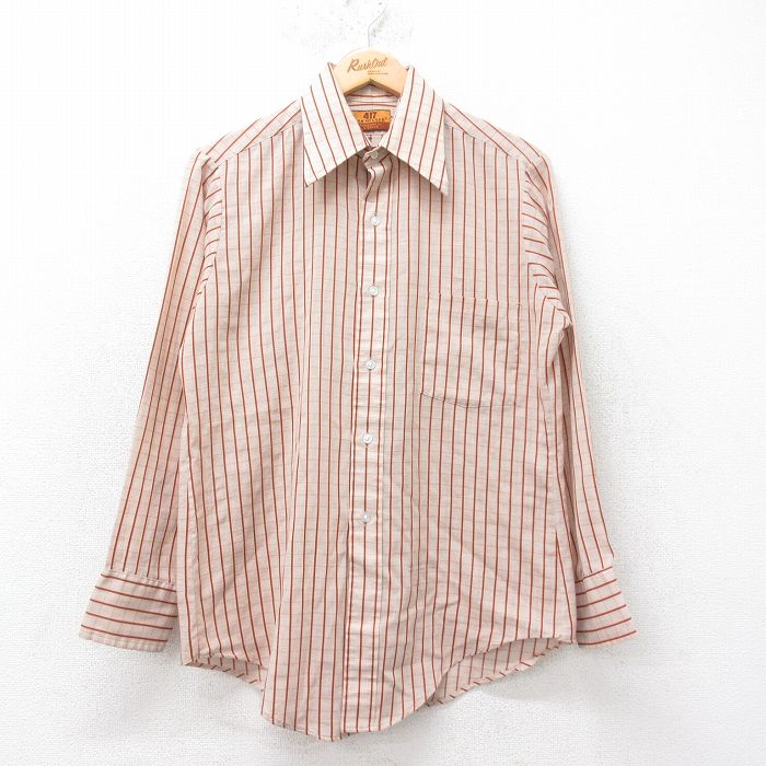 M★古着 バンヒューセン 長袖 シャツ メンズ 70年代 70s 薄茶他 ブラウン チェック 25aug05 中古 トップス