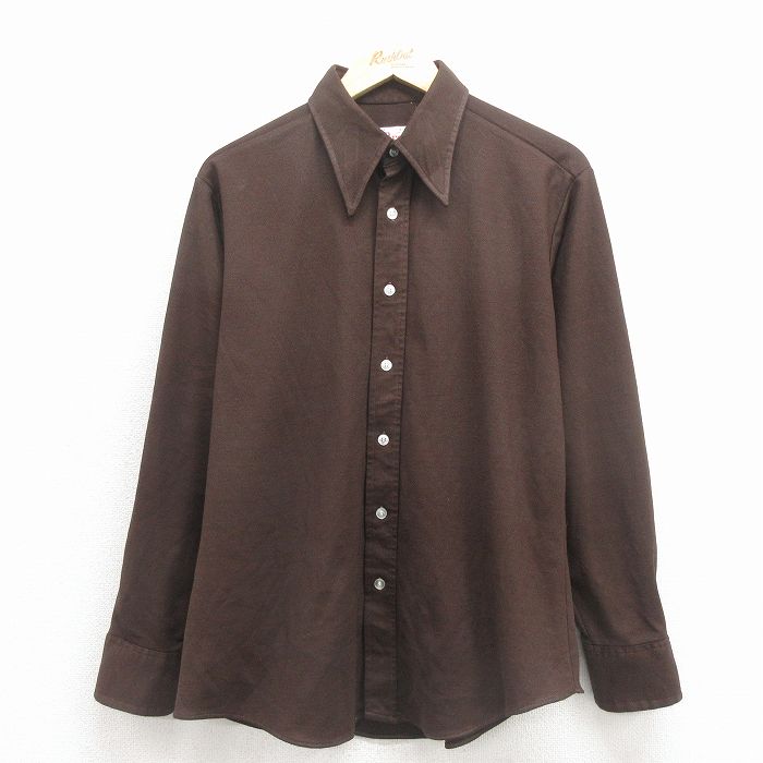 L★古着 キャンパス 長袖 シャツ メンズ 70年代 70s USA製 こげ茶 26jan30