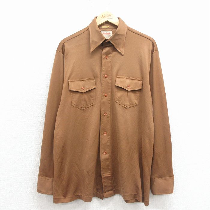70s 長袖シャツ ブラウン L | 古着
