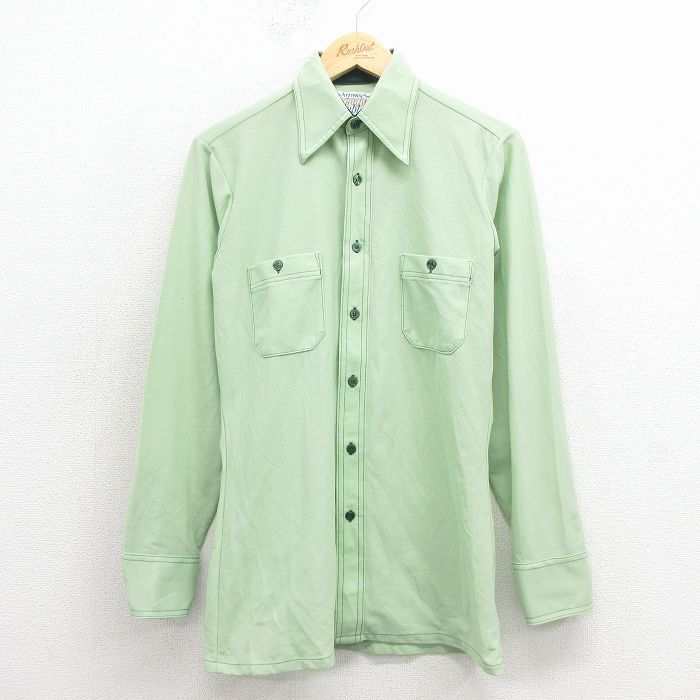 【20%OFF】70s 長袖シャツ グリーン S | 古着