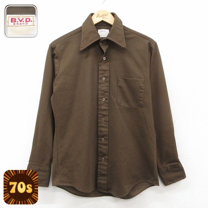 BVD 70s 長袖シャツ ブラウン M | 古着