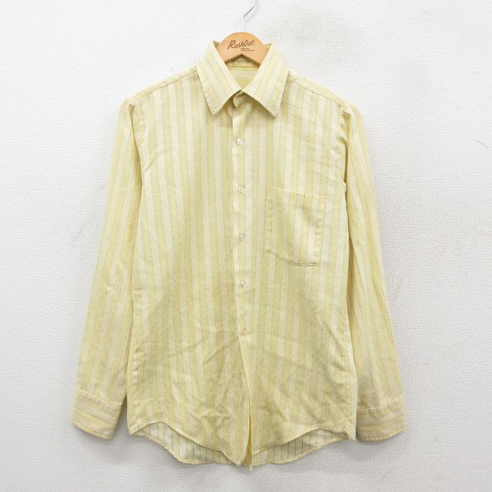 70s 長袖シャツ ストライプ イエロー M | 古着