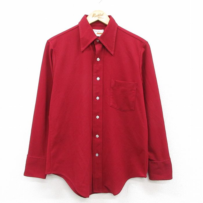 M★古着 アロー 長袖 シャツ メンズ 70年代 70s エンジ 26feb07