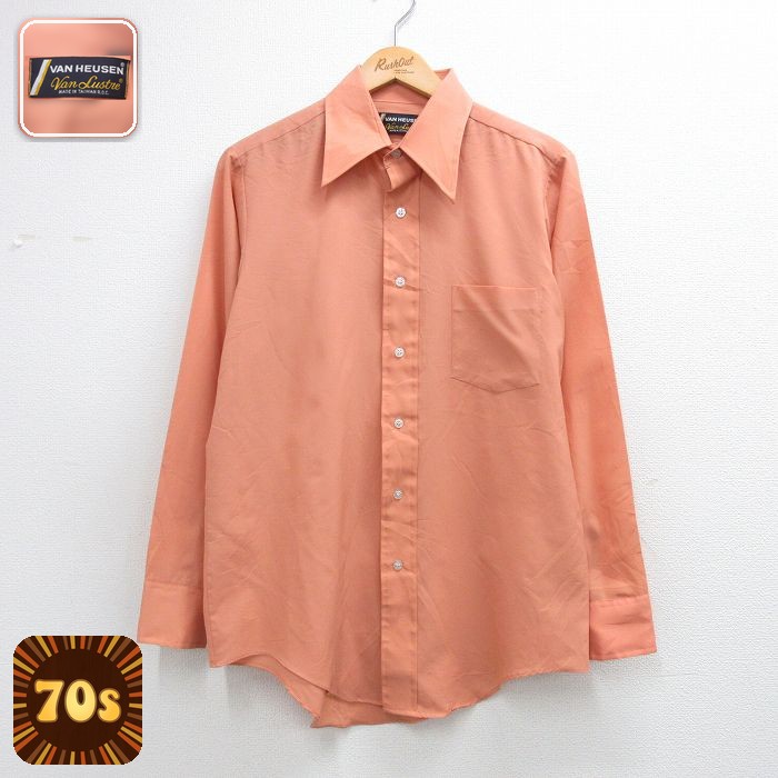 バンヒューセン 70s 長袖シャツ ピンク メンズL相当 | 古着