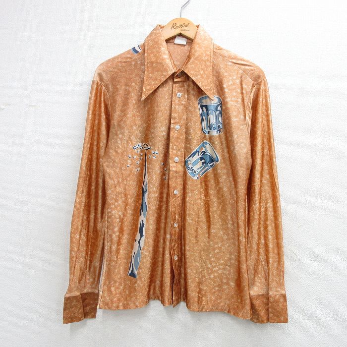 70s 長袖シャツ コップ オレンジ M | 古着