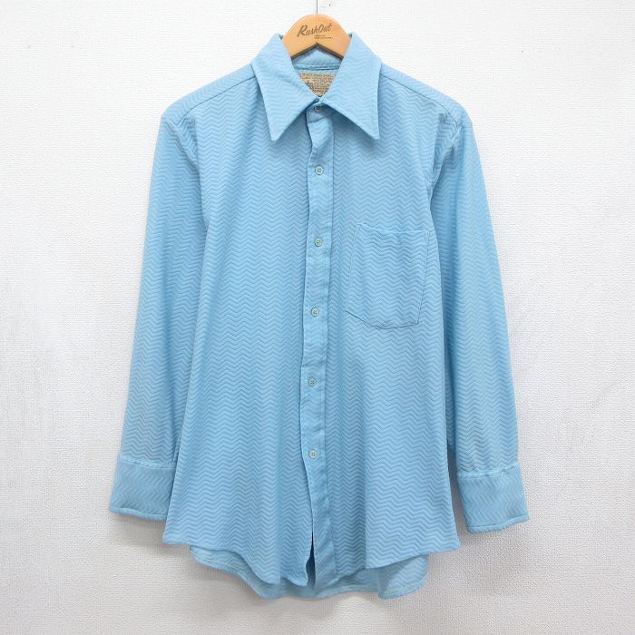 70s 長袖シャツ ライトブルー メンズL相当 | 古着