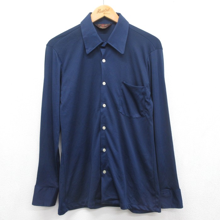KINGSPORT 70s 長袖シャツ Ultriana ネイビー メンズS相当 | 古着