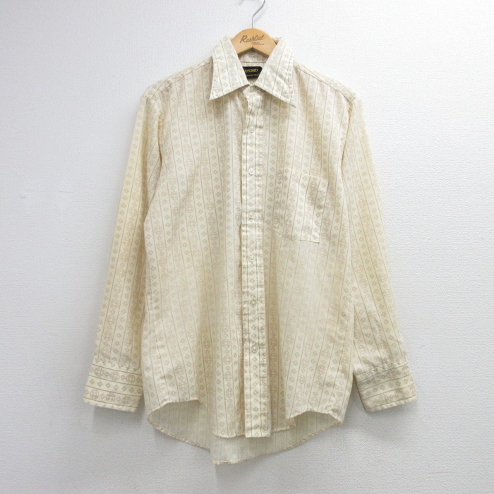 OXFORD 長袖 シャツ 70s ベージュ ストライプ メンズL相当 | 古着