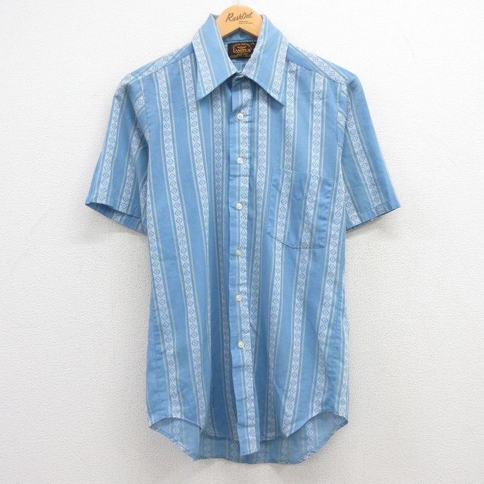 キャンパス 70s 半袖シャツ ストライプ ネイビー S | 古着
