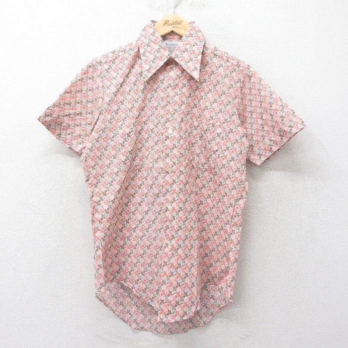 70s 半袖シャツ 総柄 ベージュ M | 古着