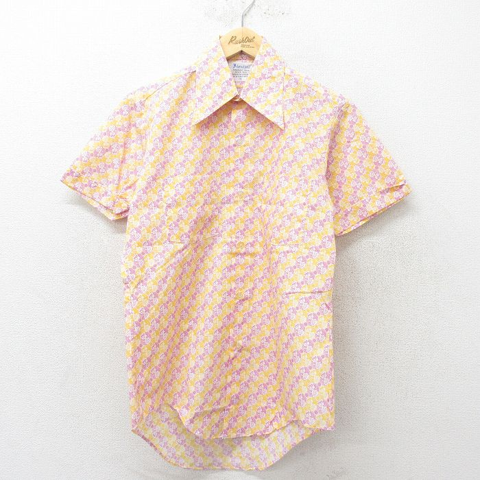 70s 半袖シャツ 総柄 イエロー S | 古着