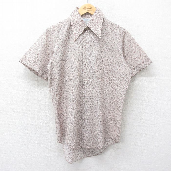 70s 半袖シャツ 総柄 ブラウン L | 古着