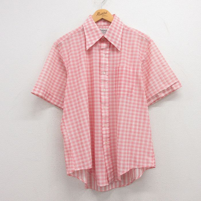 【50%OFF】70s 半袖シャツ レッドチェック L | 古着