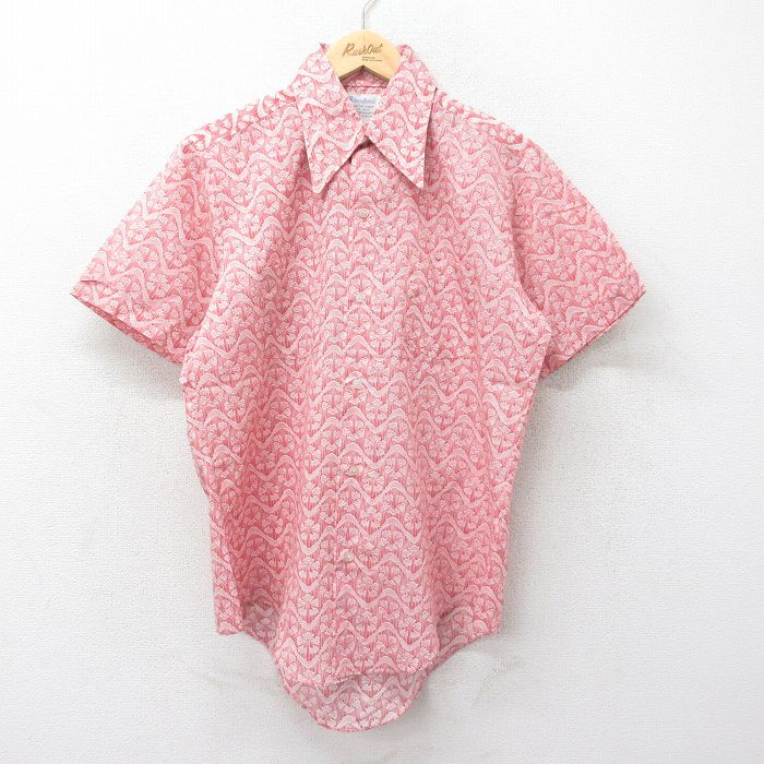 【50%OFF】70s 半袖シャツ 総柄 レッド L | 古着