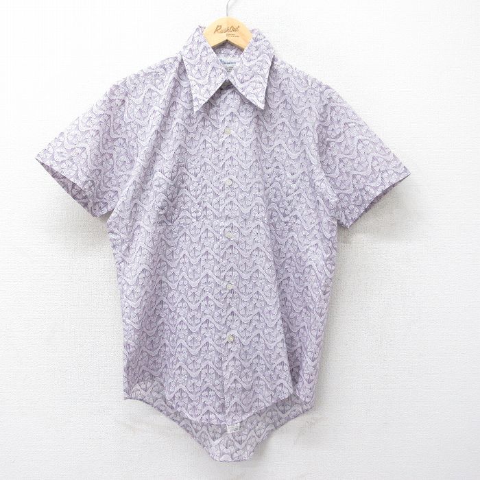 【50%OFF】70s 半袖シャツ 総柄 パープル M | 古着
