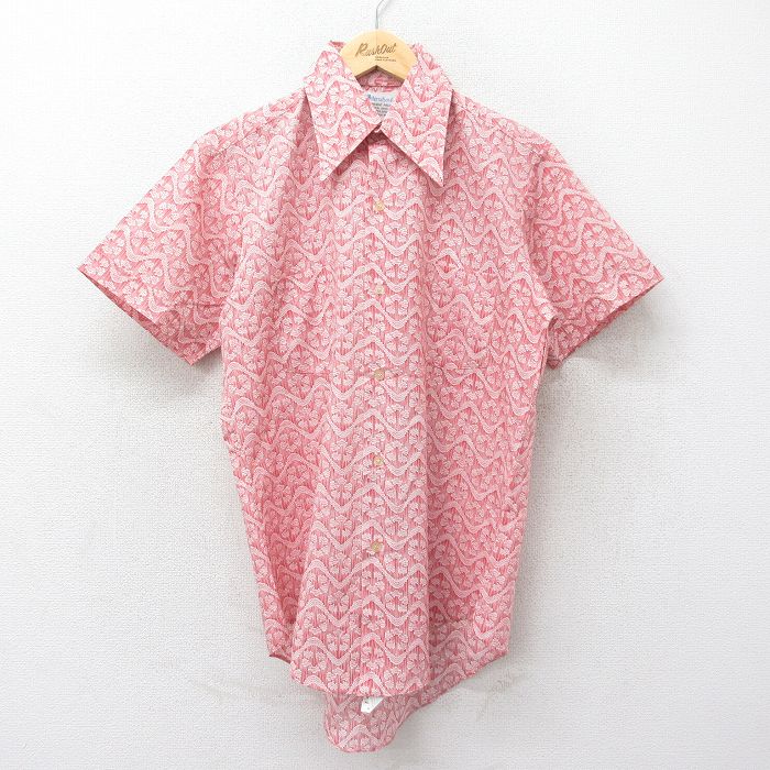 【50%OFF】70s 半袖シャツ 総柄 レッド L | 古着