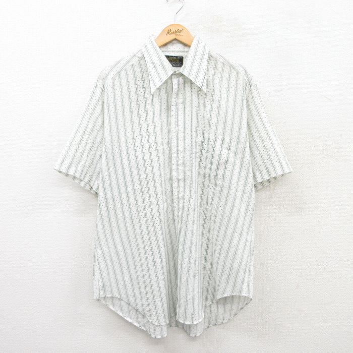 XL★古着 シアーズ 半袖 シャツ メンズ 70年代 70s 大きいサイズ 白他 ホワイト 25may15 中古 トップス