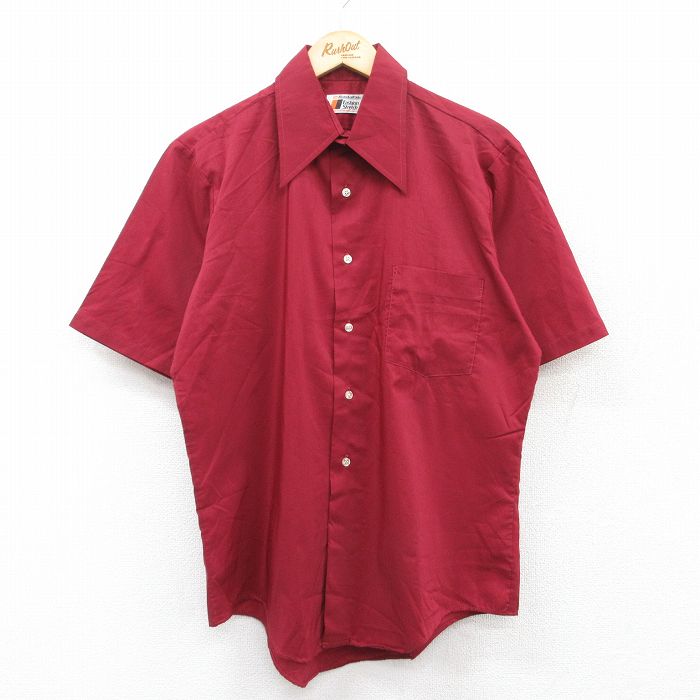 L★古着 マンハッタン 半袖 シャツ メンズ 70年代 70s 赤 レッド 25may15 中古 トップス