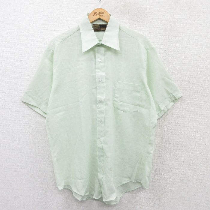 XL★古着 シアーズ 半袖 シャツ メンズ 70年代 70s 薄緑 グリーン 25may15 中古 トップス