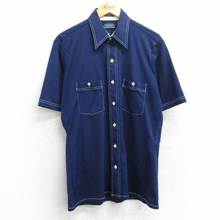 【50%OFF】アロー 70s 半袖シャツ ネイビー M | 古着