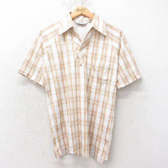 70s 半袖シャツ カーキチェック S | 古着
