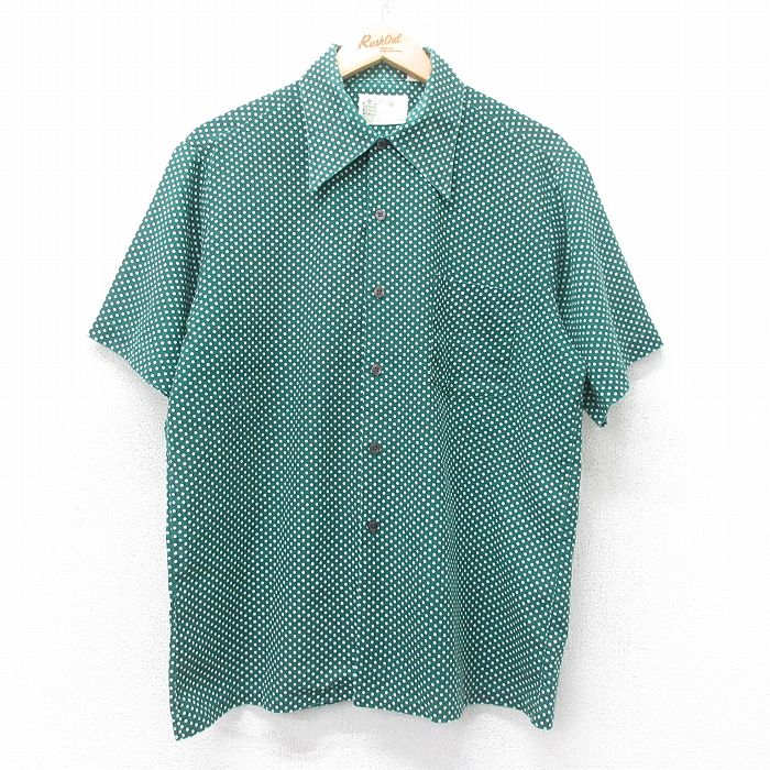 L★古着 シアーズ 半袖 シャツ メンズ 70年代 70s 緑他 グリーン ドット 【spe】 25jul07 中古 トップス