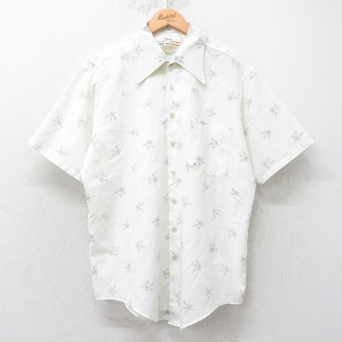 【50%OFF】バンヒューセン 70s 半袖シャツ 花柄 ホワイト L | 古着