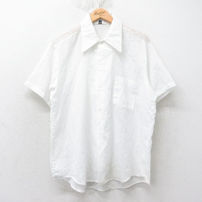 L★古着 半袖 シャツ メンズ 70年代 70s USA製 白 ホワイト 25jul07 中古 トップス