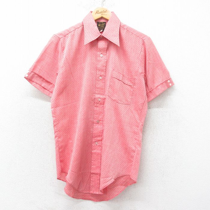 S★古着 半袖 シャツ メンズ 70年代 70s 総柄 赤他 レッド 25jul07 中古 トップス