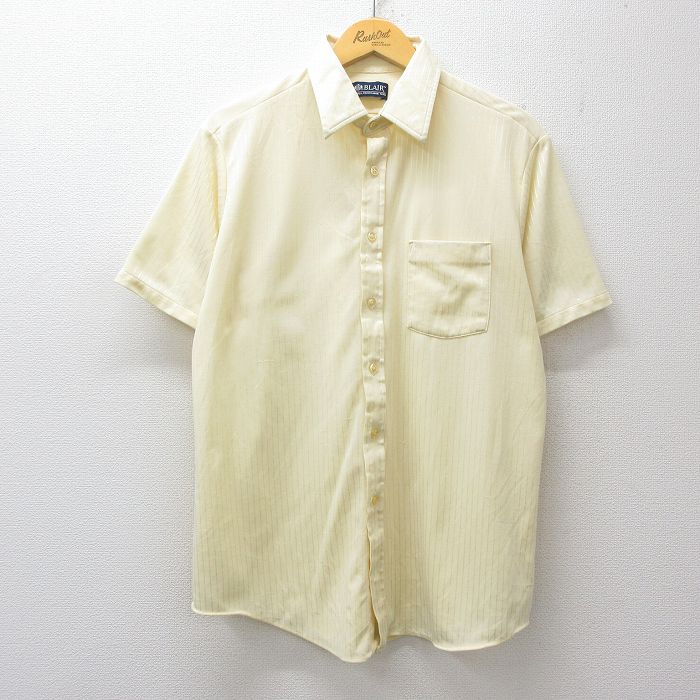 90s 半袖シャツ ストライプ イエロー メンズXL相当 | 古着
