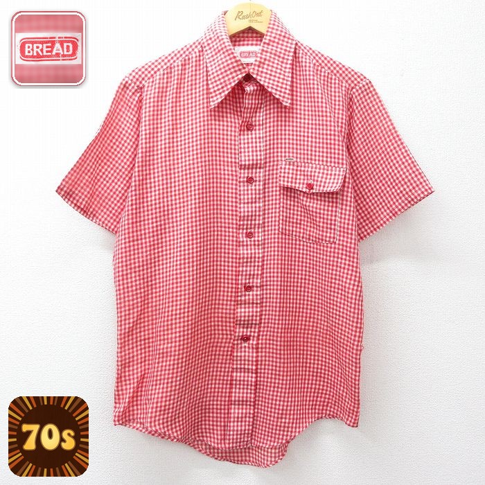 【20%OFF】70s 半袖シャツ ギンガムチェック レッド メンズM相当 | 古着