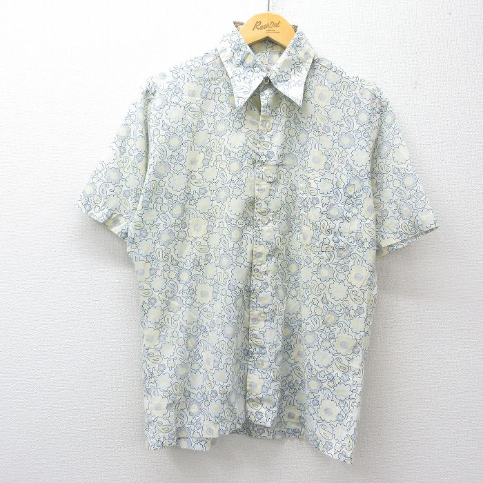 L★古着 マックレガー 半袖 シャツ メンズ 70年代 70s SCOTSET 花柄 USA製 薄黄他【spe】 26apr27
