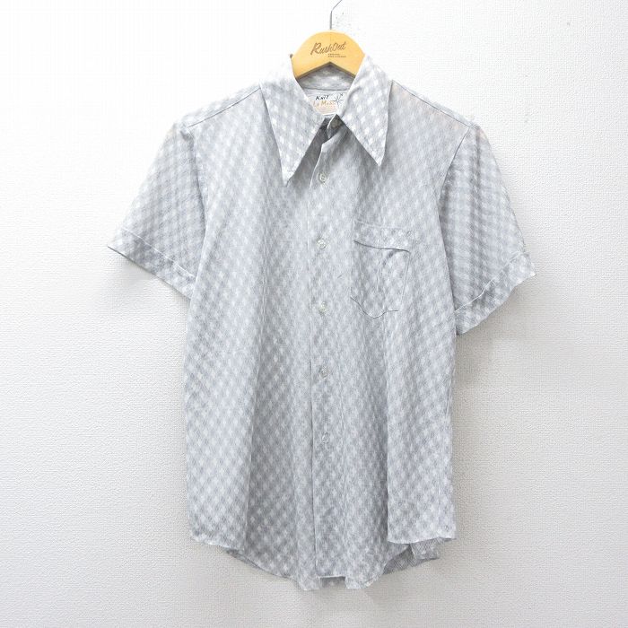 M★古着 半袖 シャツ メンズ 70年代 70s グレー他 26apr27
