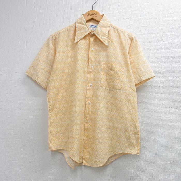 70s 半袖シャツ 総柄 イエロー L | 古着
