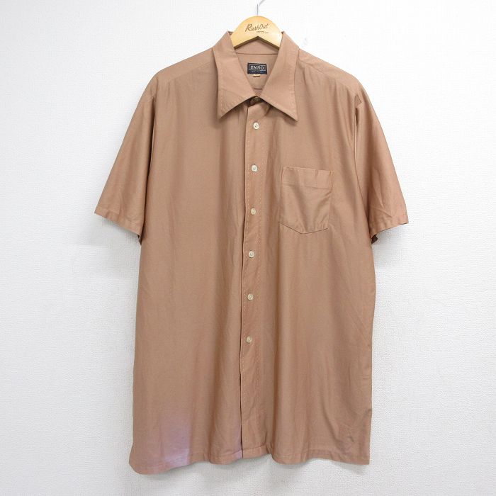 70s 半袖シャツ ブラウン メンズXL相当 | 古着
