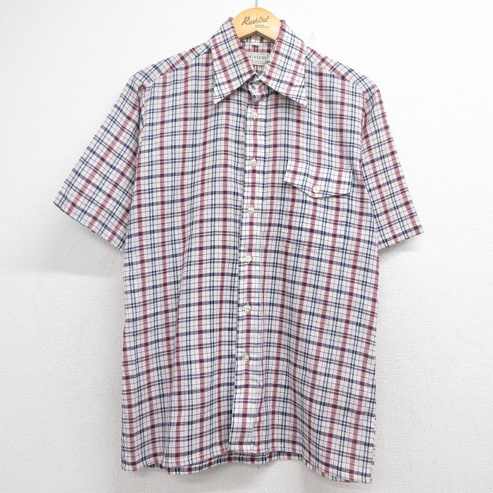 70s 半袖シャツ ハワイアンチェック メンズM相当 | 古着