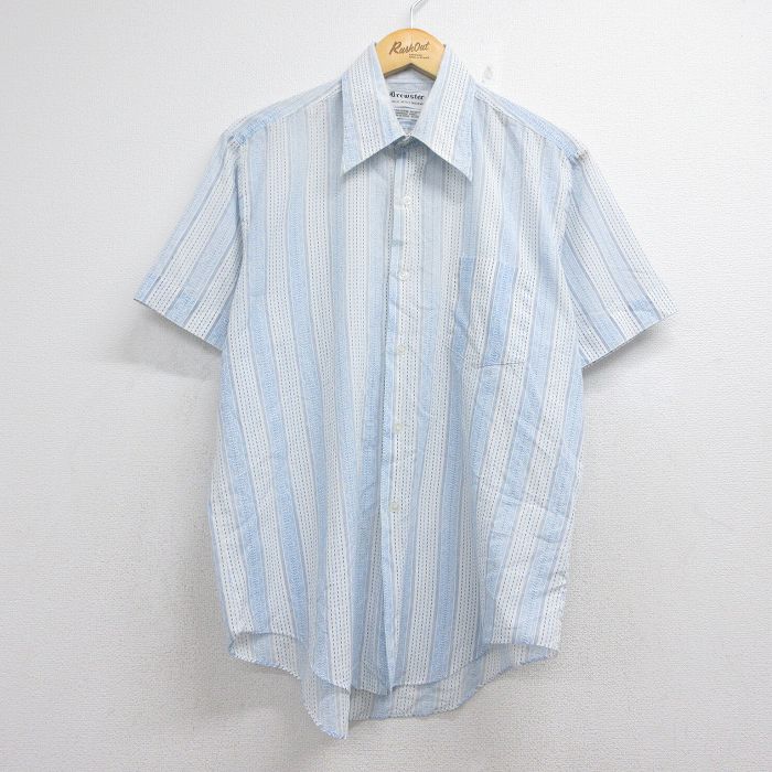 70s 半袖シャツ ストライプ ライトブルー メンズL相当 | 古着