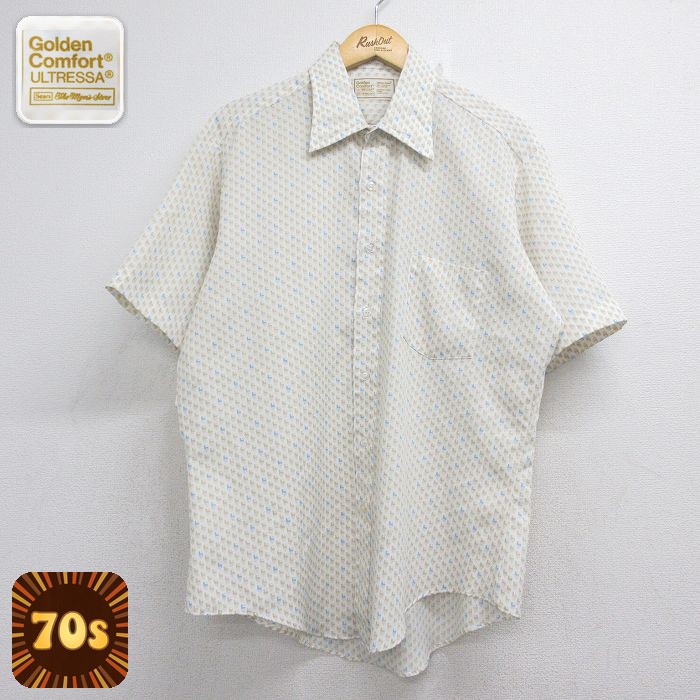 70s 半袖シャツ ベージュ メンズL相当 | 古着