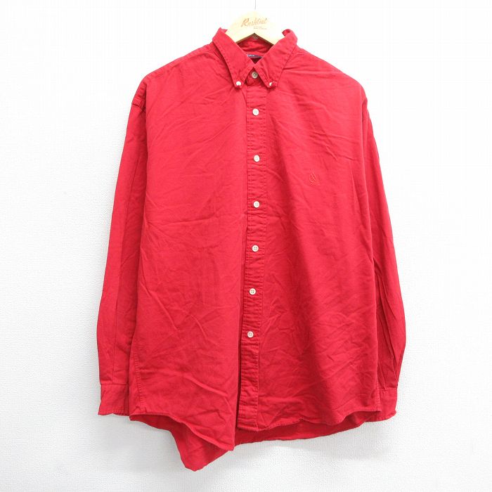 ノーティカ 90s 長袖シャツ ワンポイントロゴ レッド XL | 古着